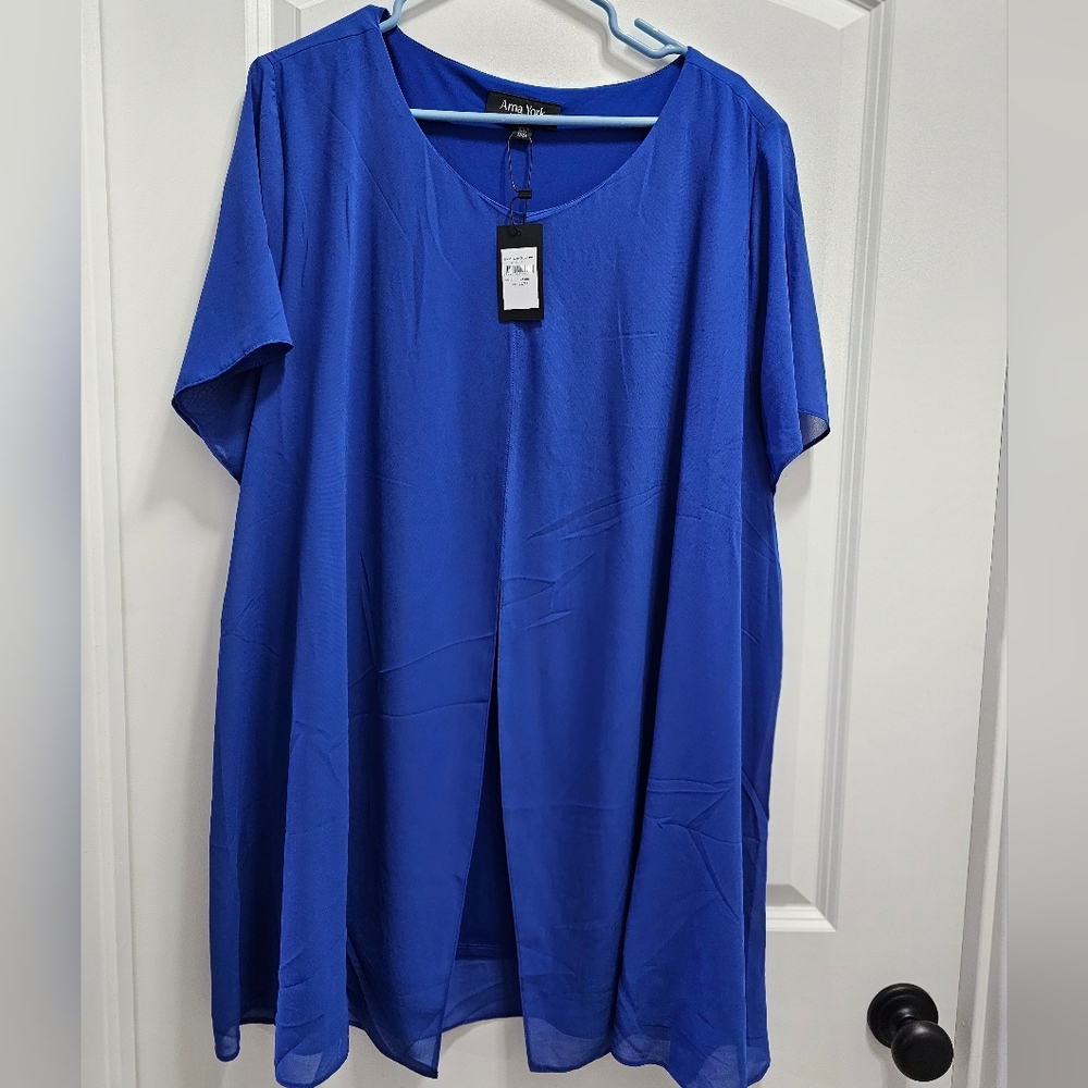 Avenue Arna York Tunic Liv Overlay MM Blouse Size 22/24 Marine